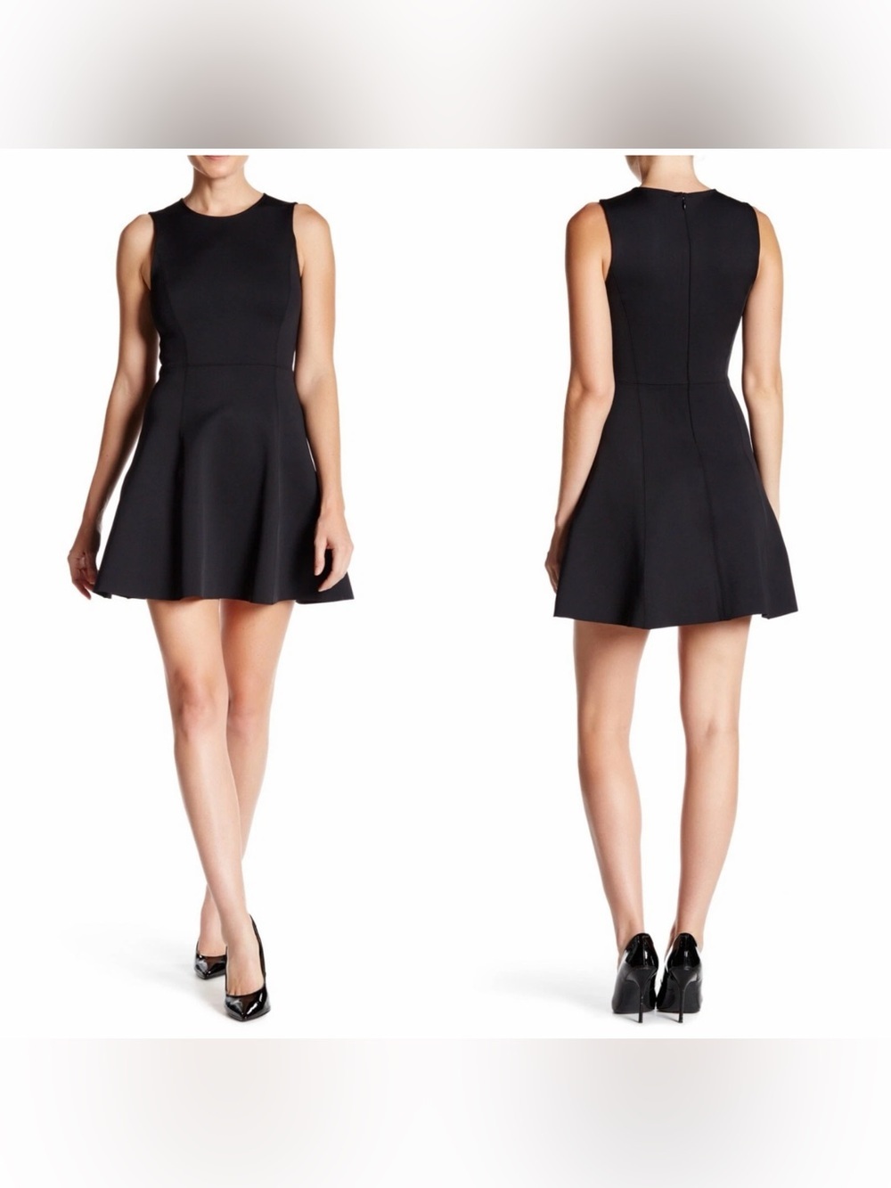 Theory Tillora Techno Jersey Knit Fit & Flare Mini Dress Black Minimalist Sz 4
